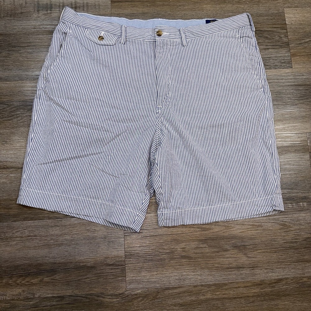 Polo Ralph Lauren Seersucker Shorts Mens 38 Blue Striped Lightweight Classic Fit